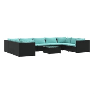 Afuera Living 10 Piece Steel Garden Lounge Set in Black/Blue