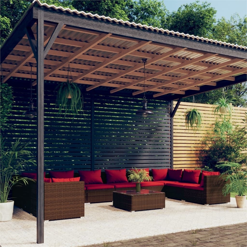 Afuera Living 11 Piece Poly Rattan Garden Lounge Set in Red/Brown