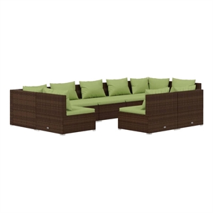 Afuera Living 9 Piece Steel Garden Lounge Set in Green/Brown