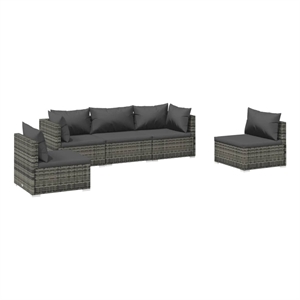 Afuera Living Contemporary 5 Piece Steel Lounge Set in Gray/Anthracite
