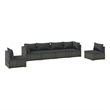 Afuera Living Contemporary 6 Piece Poly Rattan Garden Lounge Set in Gray