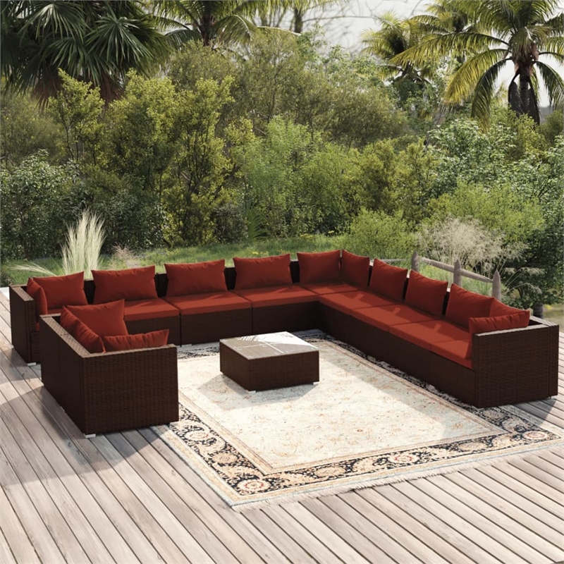 Afuera Living Contemporary 12 Piece Poly Rattan Small Garden Lounge Set