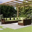 Afuera Living 8 Piece Poly Rattan Small Garden Lounge Set in Green/Brown