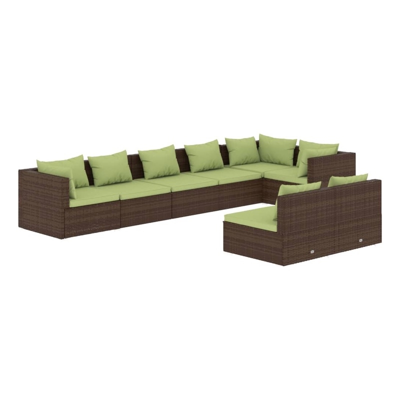 Afuera Living 8 Piece Poly Rattan Small Garden Lounge Set in Green/Brown