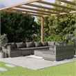 Afuera Living Contemporary 9 Piece Poly Rattan Garden Lounge Set in Gray