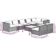 Afuera Living Contemporary 9 Piece Poly Rattan Garden Lounge Set in Gray