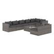 Afuera Living Contemporary 9 Piece Poly Rattan Garden Lounge Set in Gray