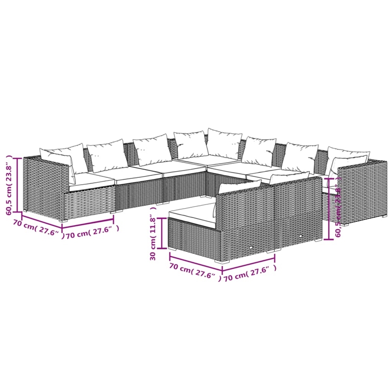 Afuera Living 9 Piece Poly Rattan Garden Lounge Set in Green/Brown