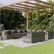Afuera Living Contemporary 9 Piece Poly Rattan Garden Lounge Set in Gray