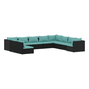 Afuera Living 10 Piece Poly Rattan Garden Lounge Set in Black