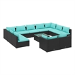 Afuera Living 12 Piece Poly Rattan Large Garden Lounge Set in Black