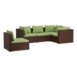 Afuera Living 5 Piece Poly Rattan Garden Lounge Set in Green/Brown