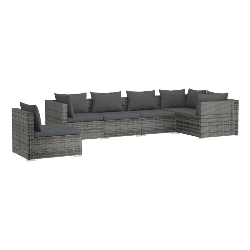 Afuera Living 6 Piece Poly Rattan Small Garden Lounge Set in Gray