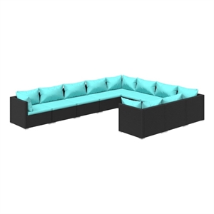 Afuera Living Contemporary 10 Piece Steel Garden Lounge Set in Black