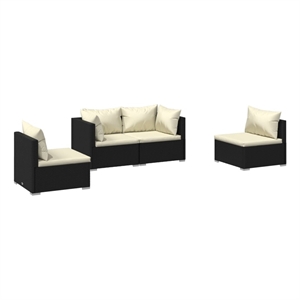 Afuera Living Contemporary 4 Piece Garden Lounge Set in Black/Cream