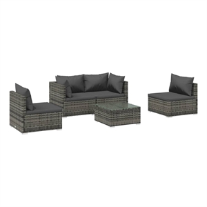 Afuera Living Contemporary 5 Piece Steel Garden Lounge Set in Gray
