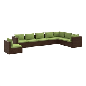 Afuera Living Contemporary Steel Garden Lounge Set in Green/Brown