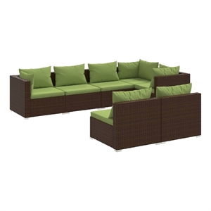 Afuera Living 7 Piece Poly Rattan Garden Lounge Set in Green/Brown