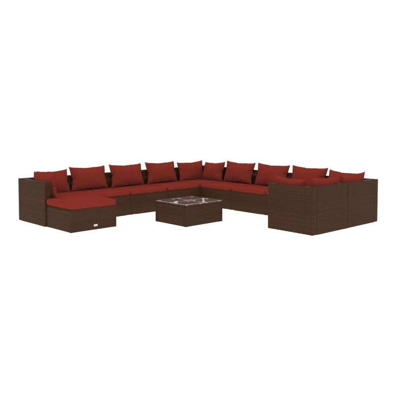 Afuera Living 12 Piece Poly Rattan Garden Lounge Set in Brown