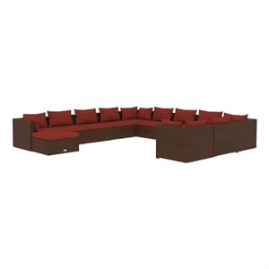 Afuera Living Contemporary Large Garden Lounge Set in Red/Brown