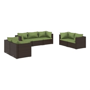 Afuera Living 7 Piece Steel Garden Lounge Set in Green/Brown