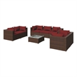 Afuera Living Contemporary Synthetic Poly Rattan Garden Lounge Set in Red/Brown