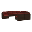 Afuera Living 9 Piece Poly Rattan Garden Lounge Set in Brown