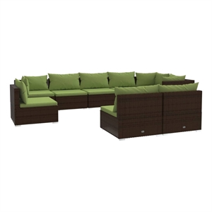 Afuera Living 9 Piece Steel Garden Lounge Set in Green/Brown