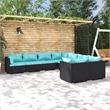 Afuera Living 8 Piece Poly Rattan Large Garden Lounge Set in Black/Blue