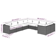 Afuera Living 8 Piece Poly Rattan Large Garden Lounge Set in Black/Blue