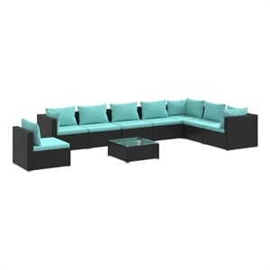 Afuera Living Contemporary 9 Piece Small Garden Lounge Set in Black