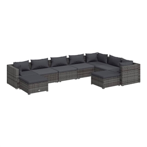 Afuera Living 9 Piece Poly Rattan Garden Lounge Set in Gray/Anthracite