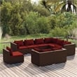 Afuera Living 9 Piece Poly Rattan Large Garden Lounge Set in Brown