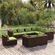 Afuera Living 9 Piece Poly Rattan Garden Lounge Set in Green/Brown