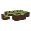 Afuera Living 9 Piece Poly Rattan Garden Lounge Set in Green/Brown