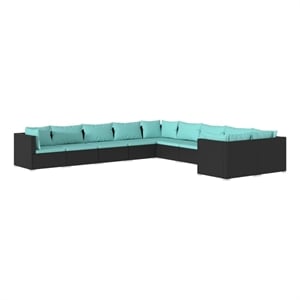 Afuera Living Contemporary 10 Piece Small Garden Lounge Set in Black