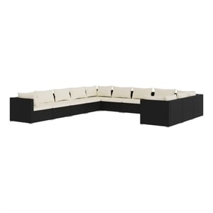 Afuera Living 11 Piece Steel Garden Lounge Set in Black/Cream