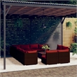 Afuera Living 13 Piece Poly Rattan Garden Lounge Set in Red/Brown