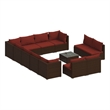Afuera Living 13 Piece Poly Rattan Garden Lounge Set in Red/Brown