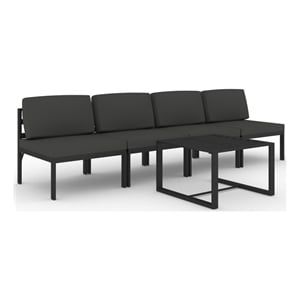 Afuera Living 5 Piece Aluminum Large Garden Lounge Set in Anthracite