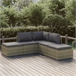 Afuera Living Contemporary 5 Piece Poly Rattan Garden Lounge Set in Gray