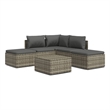Afuera Living Contemporary 6 Piece Poly Rattan Garden Lounge Set in Gray