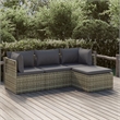 Afuera Living Contemporary 4 Piece Poly Rattan Garden Lounge Set in Gray