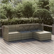 Afuera Living Contemporary 4 Piece Poly Rattan Garden Lounge Set in Gray