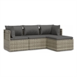 Afuera Living Contemporary 4 Piece Poly Rattan Garden Lounge Set in Gray
