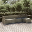 Afuera Living Contemporary 5 Piece Poly Rattan Garden Lounge Set in Gray