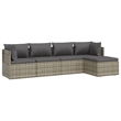 Afuera Living Contemporary 5 Piece Poly Rattan Garden Lounge Set in Gray
