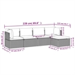 Afuera Living Contemporary 5 Piece Poly Rattan Garden Lounge Set in Gray
