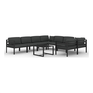 Afuera Living 9 Piece Aluminum Large Garden Lounge Set in Anthracite