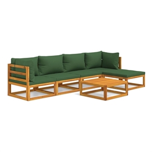 Afuera Living 6 Piece Solid Acacia Wood Garden Lounge Set in Green/Natural